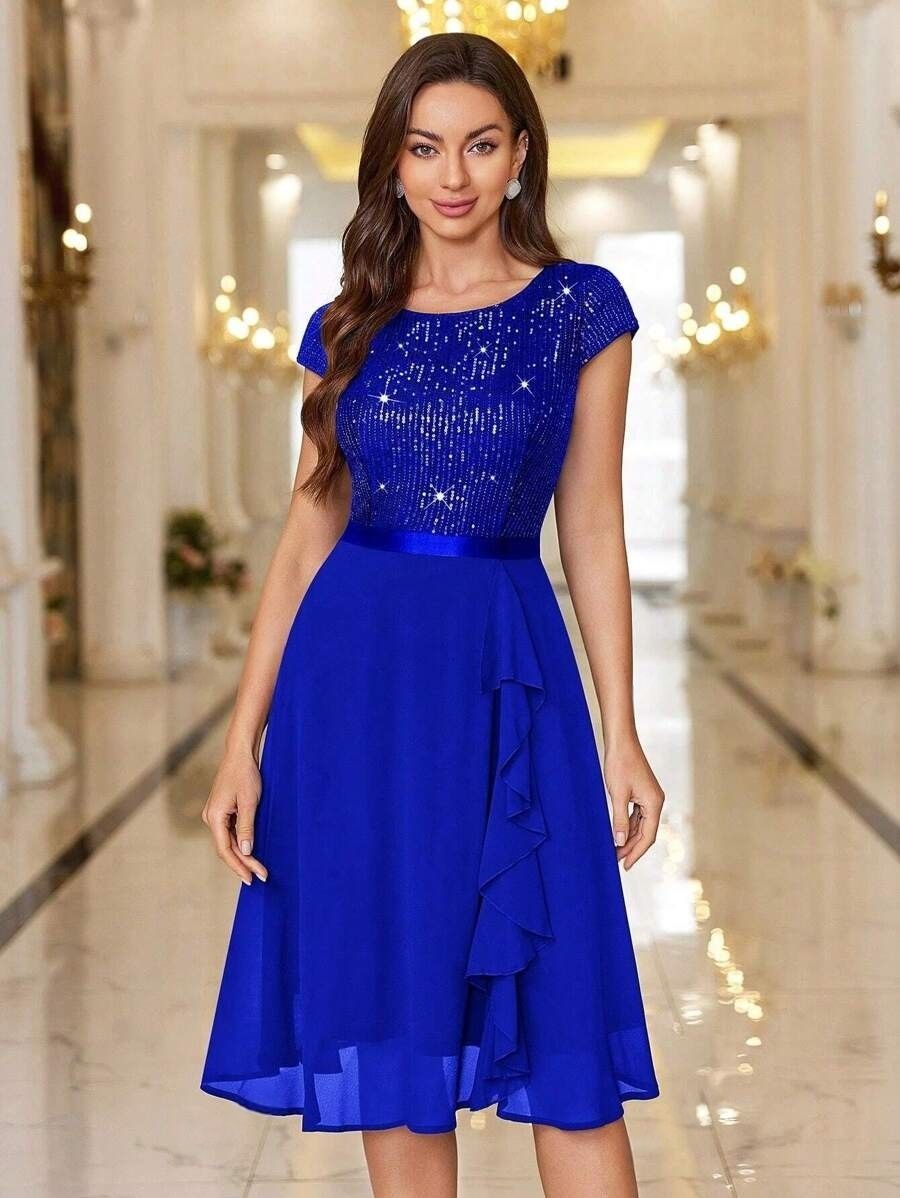 Women's Embellished Georgette Bodycon Dress – Knee Length