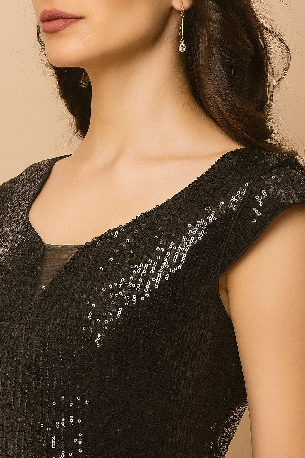 Women's Black Embroidered Georgette Maxi Gown – Ankle Length