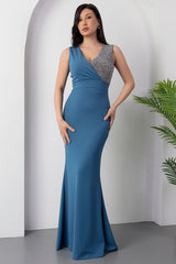 Women's Embroidered Lycra Blend Maxi Dress – Full Length