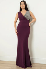 Women's Embroidered Lycra Blend Maxi Dress – Full Length