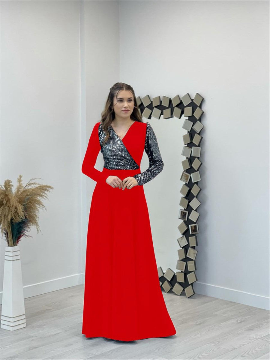 Women's Copper Embroidered Lycra Blend Maxi Dress – Full Length