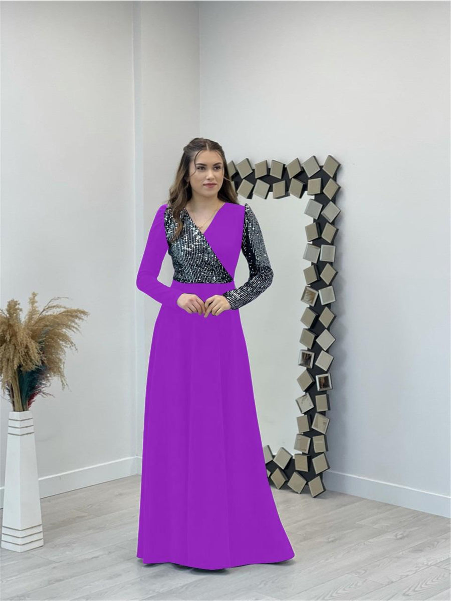 Women's Copper Embroidered Lycra Blend Maxi Dress – Full Length