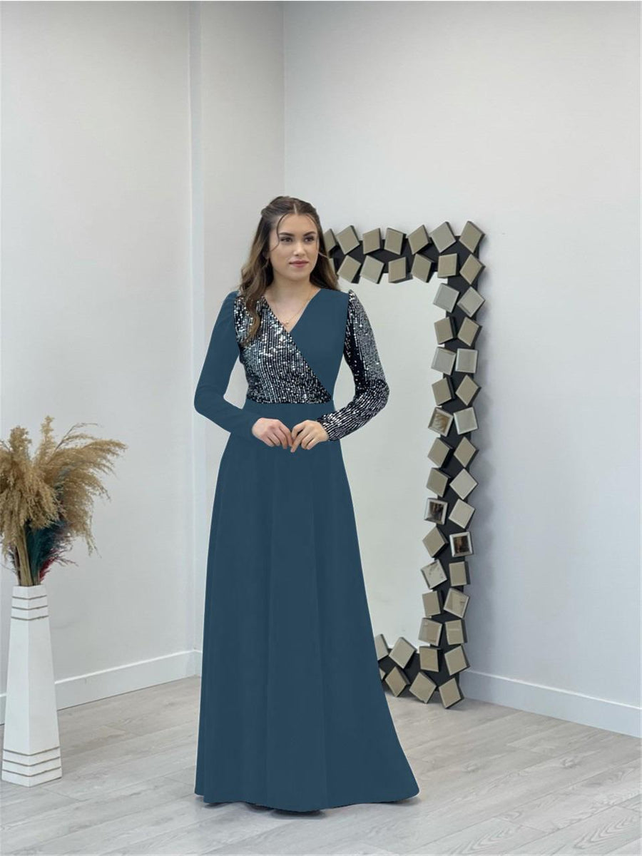 Women's Copper Embroidered Lycra Blend Maxi Dress – Full Length