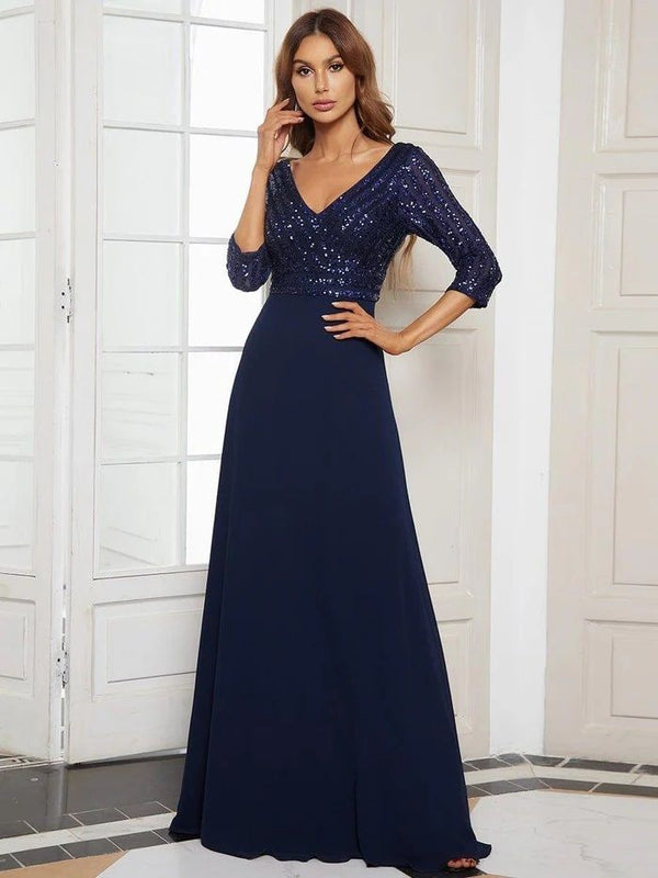 Women's Embroidered Georgette Fit & Flare Dress – Full Length