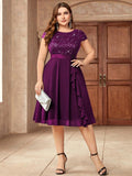 Women's Embroidered Lycra Blend Fit & Flare Dress – Knee Length